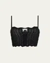 Saint Laurent Cropped Crochet Top In Noir