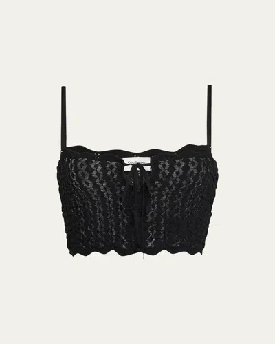 Saint Laurent Cropped Crochet Top In Noir