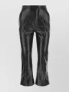 Saint Laurent Black Leather Cropped Cut Pant