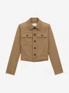 Saint Laurent Dark Beige Cropped Jacket With Belt Women