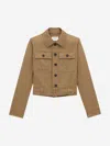 Saint Laurent Dark Beige Cropped Jacket With Belt Women