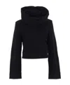 Saint Laurent Cropped Draped Hoodie In Black