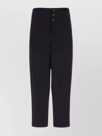 Saint Laurent Cropped High Waist Satin Pant In Black