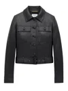 Saint Laurent Leather Cropped Jacket In Black