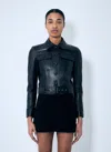Saint Laurent Cropped Leather Jacket In Black