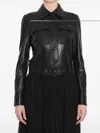 Saint Laurent Leather Cropped Jacket In Black