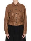 Saint Laurent Saharienne Brown Jacket With Pointed Collar And Adjustable And Removable Waist Belt In Leather Woman In Brown