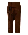 Saint Laurent Cropped Suede Droped Shorts In Brown