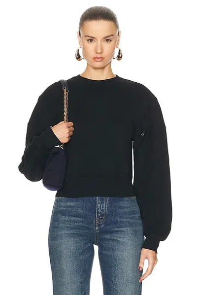 Saint Laurent Cropped Sweater In Noir