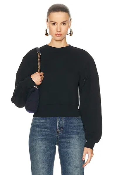 Saint Laurent Cropped Jumper In Noir