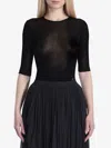 Saint Laurent Short Sleeve Top In Viscose Sheer In Black