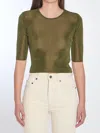 Saint Laurent Cropped Top With Cassandre In Green