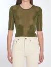 Saint Laurent Cropped Top With Cassandre In Green