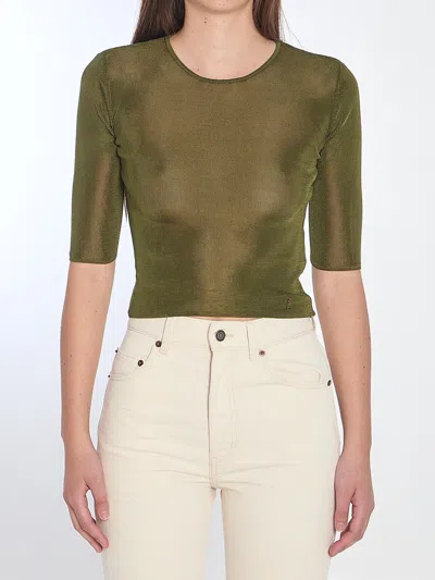 SAINT LAURENT CROPPED TOP WITH CASSANDRE