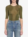 Saint Laurent Cropped Top With Cassandre In Green