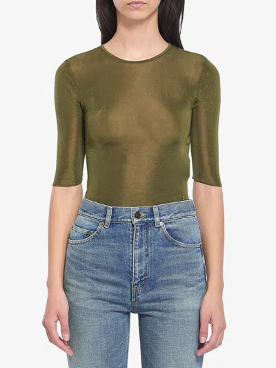 SAINT LAURENT CROPPED TOP WITH CASSANDRE