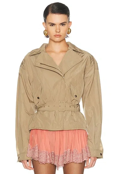 Saint Laurent Cropped Trench Coat In Brown