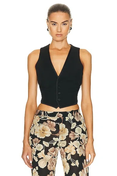 Saint Laurent Cropped Vest In Nero