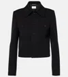 Saint Laurent Cropped Wool-blend Jersey Jacket In Black
