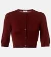 Saint Laurent Cropped Wool Cardigan In Burgundy