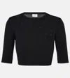 Saint Laurent Cropped Wool Top In Schwarz