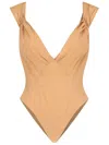 Saint Laurent Crossover Front V-neck Sleeveless Top In Brown