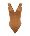 Saint Laurent Women's Silk-blend Crossover Bodysuit In Brown