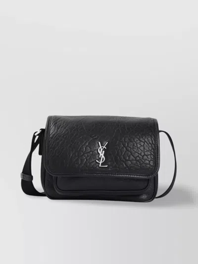 Saint Laurent Cross-body Bag With Textured Finish And Adjustable Strap In Black