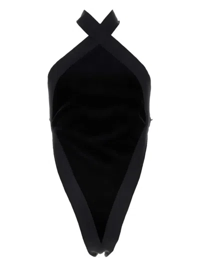 SAINT LAURENT CROSS-NECK VELVET BODYSUIT