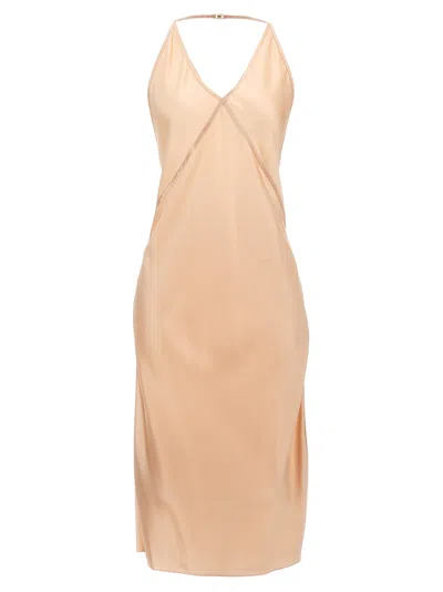 Saint Laurent Cross-strap Sleeveless Dress In Rose Lingerie