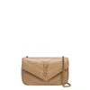 Saint Laurent Camel Leather Mini Loulou Crossbody Bag In Brown