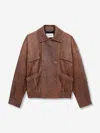 Saint Laurent Crossed Leather Jacket In Brown