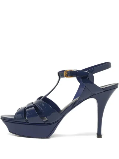 Pre-owned Saint Laurent Crossover-straps Sandals In Blue