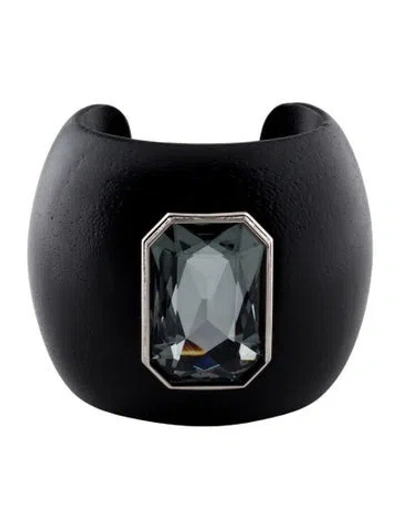 Pre-owned Saint Laurent Crystal & Bamboo Cuff, 6.5" In Multi