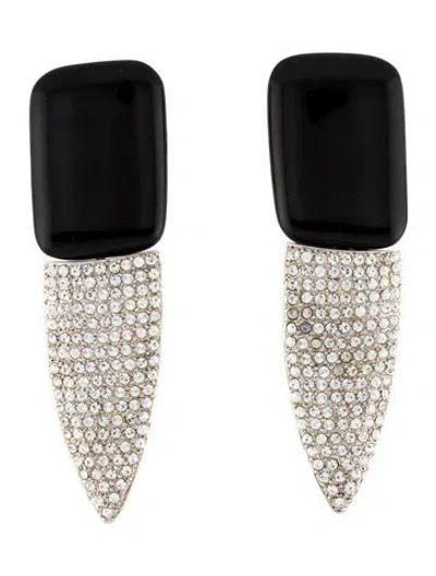 Pre-owned Saint Laurent Crystal & Enamel Embellished Clip-on Earrings In Multi