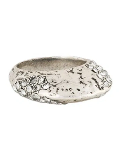 Pre-owned Saint Laurent Crystal Bague Band Ring In Transparent