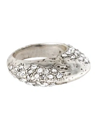 Pre-owned Saint Laurent Crystal Bague Oeuf Arty Cocktail Ring In Multi