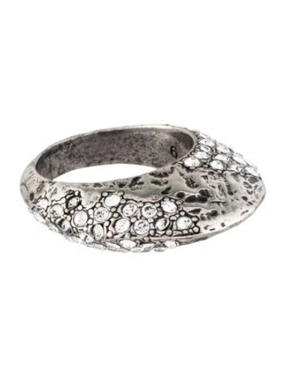Pre-owned Saint Laurent Crystal Bague Oeuf Arty Cocktail Ring In Multi