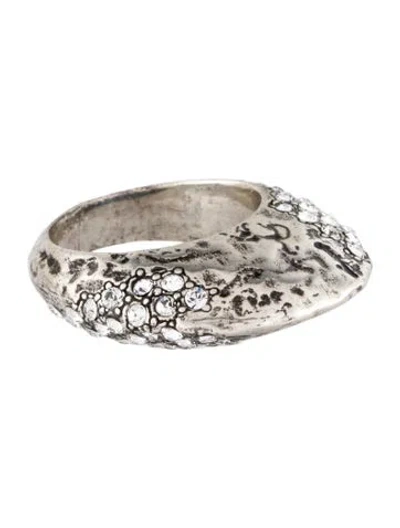 Pre-owned Saint Laurent Crystal Bague Oeuf Arty Cocktail Ring In Multi