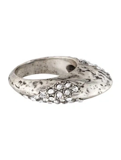 Pre-owned Saint Laurent Crystal Bague Oeuf Arty Cocktail Ring In Multi