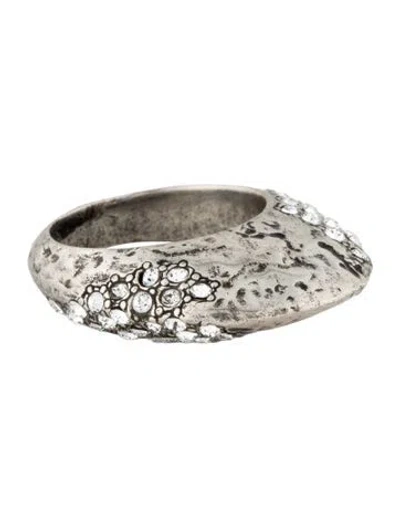 Pre-owned Saint Laurent Crystal Bague Oeuf Arty Ring In Multi