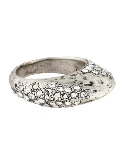 Pre-owned Saint Laurent Crystal Bague Oeuf Arty Ring In Multi