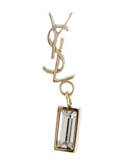 Pre-owned Saint Laurent Crystal Cassandre Single Drop Earring In Transparent