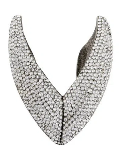 Pre-owned Saint Laurent Crystal Chevron Cuff Bracelet, 5" In Multi