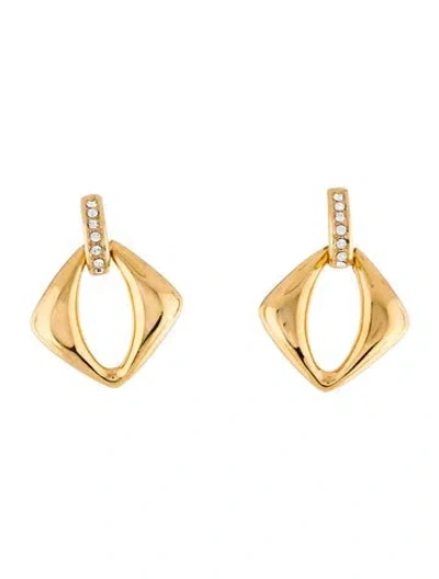 Pre-owned Saint Laurent Crystal Clip-on Drop Earrings In Transparent