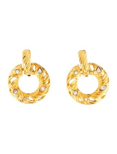 Pre-owned Saint Laurent Crystal Clip-on Earrings In Multicolor