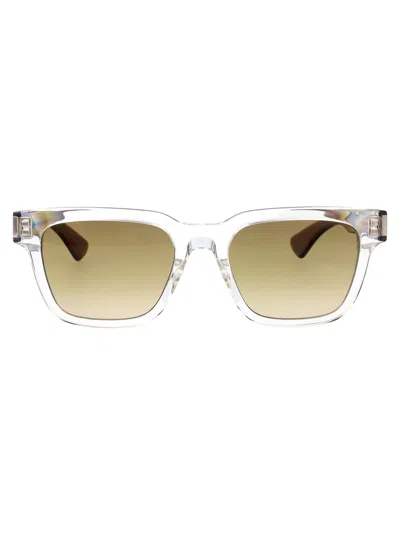 Saint Laurent Crystal-crystal-brown Recycled Acetate Sunglasses In Metallic