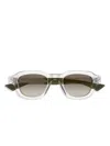 Saint Laurent Crystal-crystal-green Recycled Acetate Sunglasses In Gray