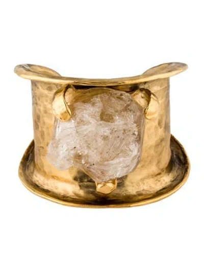 Pre-owned Saint Laurent Crystal Cuff Bracelet, 7.5" In Transparent