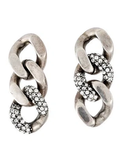 Pre-owned Saint Laurent Crystal Curb Link Drop Earrings In Multicolor